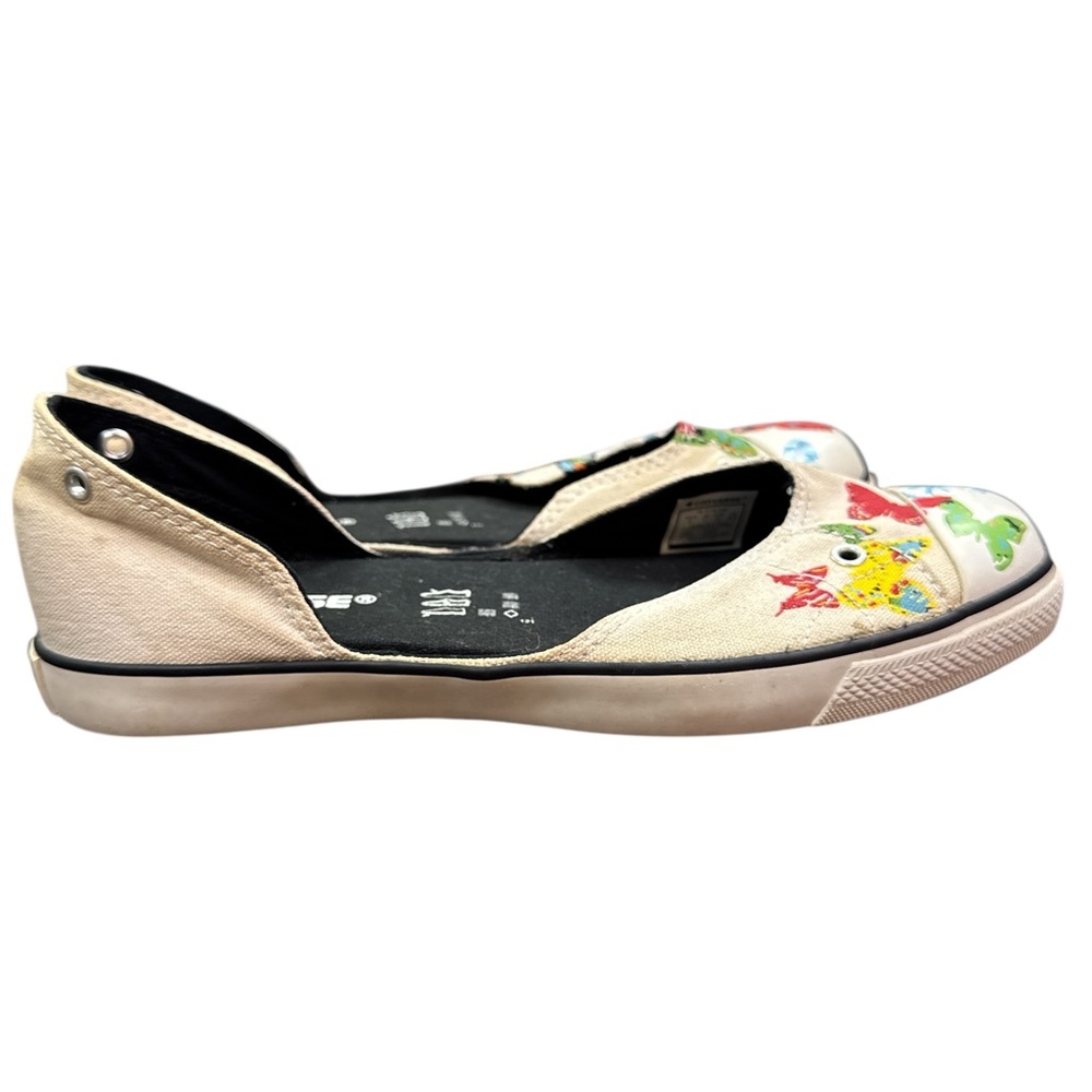 Converse Women's Butterfly Canvas Slip-On Flats in Beige - Picture 4 of 6